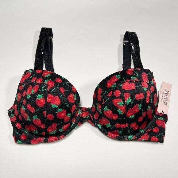 Victoria Secret 34A S SEXY TEE Push Up Bikini Top Bottom Set Shine Strap Cherry - Picture 6 of 10
